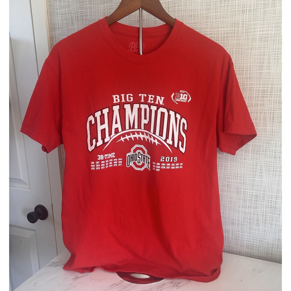 2019 Ohio State Big Ten East Division Champions T-shirt Men's Large Red SS BxOO